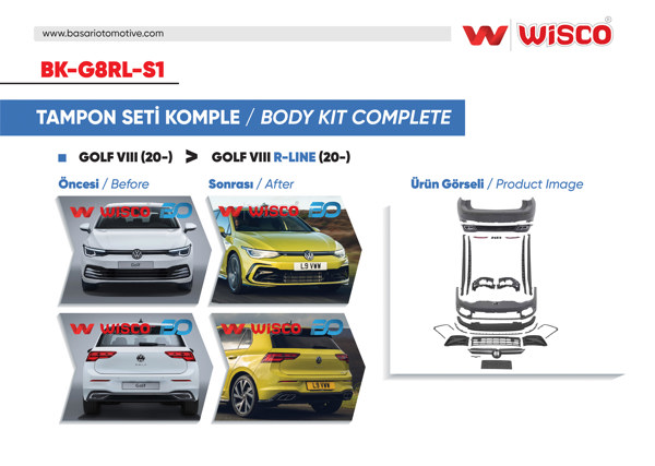 WISCO BK-G8RL-S1 | Tampon Seti Komple (On-Arka-Yan) VW Golf 8 R-Line 20 -