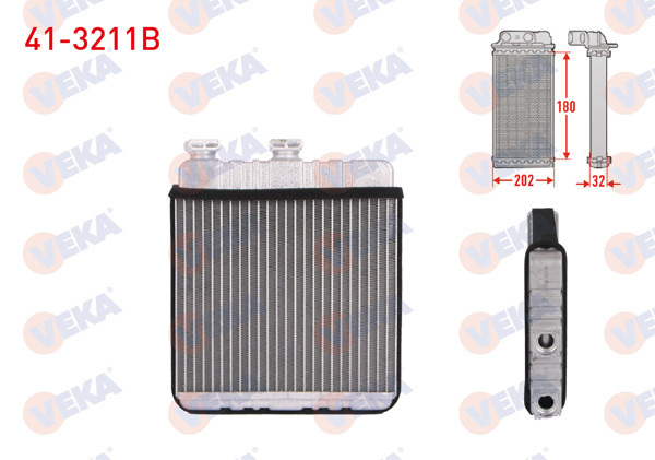 VEKA 41-3211B | Kalorifer Radyatörü Brazing Aksesuarlı (Kare Tip) Opel Astra G (F69) 1.4 16V 1998-2005