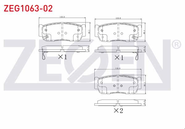 ZEGEN ZEG1063-02 | Fren Balata Arka Ikazlı Hyundai Santa Fe (Cm) 2.2 CRDI 2006-2012 / Santa Fe (Cm) 2.7İ V6 2006-2012 / Ssangyong Kyron 2.0 Xdı 4Wd 2005-2011 / Rodıus I 2.7 Xdı 4Wd 2005-2013