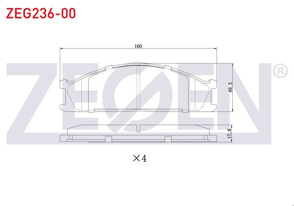 ZEGEN ZEG236-00 | Fren Balata Ön 17mm Nissan Pick Up Np300 Skystar 2.5 DCI 2008-/ Terrano I (Wd21) 2.7 TD 1986-1996 / Pick Up (D21) 2.5 D 1985-1998 / Pick Up (D22) 2.5 D 1998 -