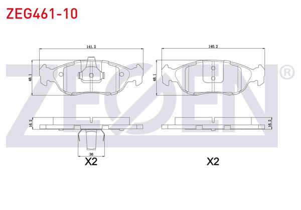 ZEGEN ZEG461-10 | Fren Balata Ön Peugeot 106 II 1.4İ 1996-2002 / 106 II 1.6İ 1996-2002 / Xsara (N1) 1.6 1997-2005 / Saxo 1.4 1996-2004 / 306 1.6İ 1993-2002 / 306 1.8İ 1993-2002