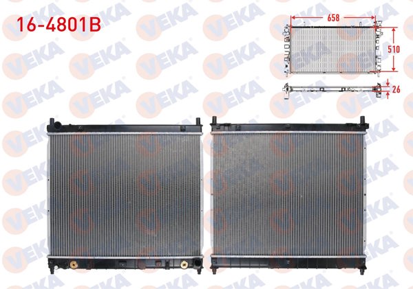 VEKA 16-4801B | Su Radyatörü Brazing Ssangyong Rexton (Gab) 2.7 Xdı A-T / M-T Ac + /-2004 -