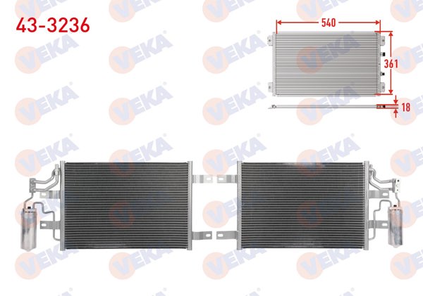 VEKA 43-3236 | Klima Radyatörü Opel Meriva A Mpv 2003-/ 1.6 Turbo, 1.3, 1.7 CDTI