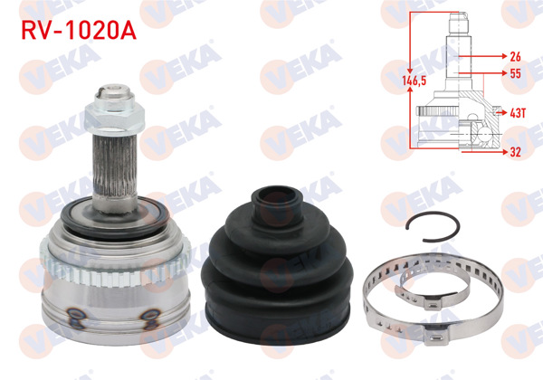 VEKA RV-1020A | Aks Kafası Sol-Sağ On Dıs Rover 400 (Rt) 420 T ABS li 43 Dıs 26X32x55 Uzunluk 146,5 mm 1995-2000