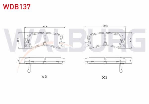 WALBURG WDB137 | Fren Balata Arka Ikazlı Toyota Avensis (T22) 1.6 Vvt-I 1997-2003 / Avensis (T22) 2.0 Vvt-I 1997-2003 / Camry (_V30) 2.4 Vvt-I 2001-2006 / Camry (_V30) 3.0 V6 2001-2006