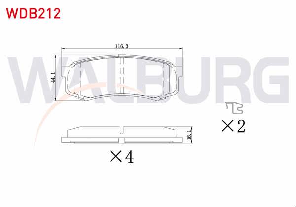 WALBURG WDB212 | Fren Balata Arka Toyota Land Cruiser 90 (_J9_) 3.0 D 1996-2002 / 3.0 D-4D 1996-2002 / 3.0 TD 1996-2002 / Mitsubishi Pajero IV (V8w,V9w) 3.2 TD 2007-/ 3.2 Dı-D 2007-/ 3.8 V6 2007 -
