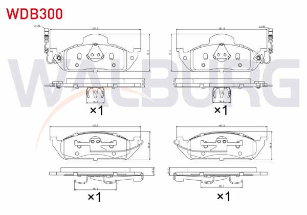 WALBURG WDB300 | Fren Balata Ön Fişli Mercedes M Class (W163) Ml 270 CDI 1998-2005 / M Serisi (W163) Ml 320 1998-2005