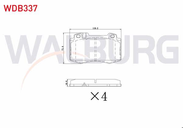WALBURG WDB337 | Fren Balata Ön Mercedes C Serisi (W203) C 230 2000-2006 / (W203) C 270 CDI 2000-2006 / (W203) C 200 CDI 2000-2006 / (W203) C 220 CDI 2000-2006 / CLK (C209) 200 2002-2009 / (C209) 230 2002-2009
