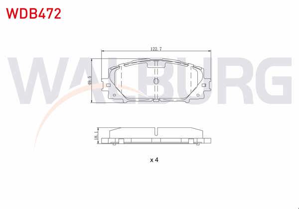 WALBURG WDB472 | Fren Balata Ön Toyota Yaris (P9) 1.0 Vvt-I 2006-2010 / Yaris (P9) 1.33 Vvt-I 2006-2010