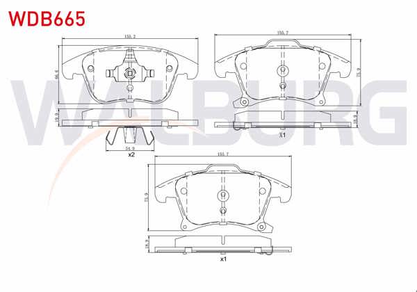 WALBURG WDB665 | Fren Balata Ön Ford Mondeo V 1.6 TDCI-2.0 TDCI 2014 -