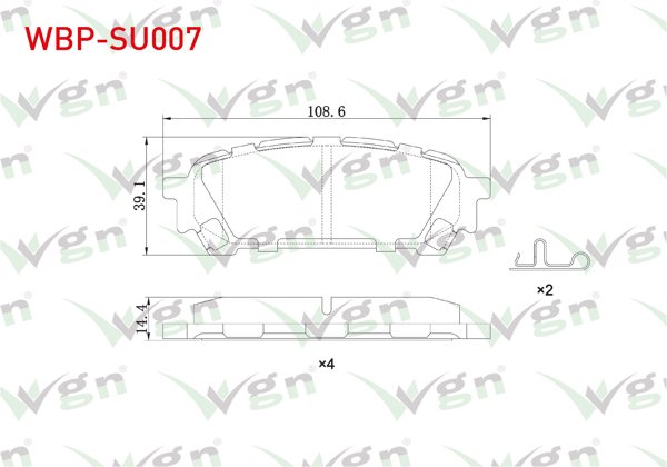WGN WBP-SU007 | Fren Balata Arka Subaru Impreza (Gd, Gg) 2.0İ 2000-2007 / Forester (Sg) 2002-2007