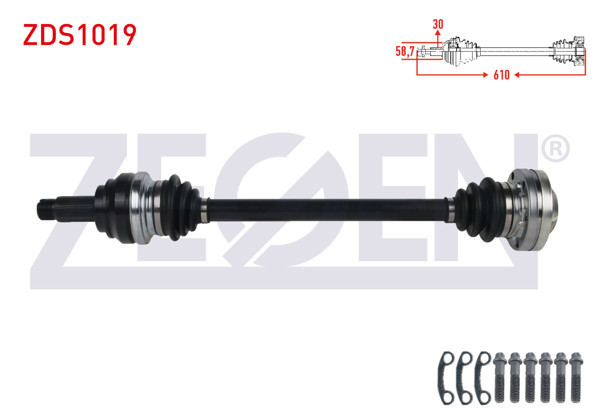 ZEGEN ZDS1019 | Komple Aks Sol Arka Uzunluk 610mm BMW 320 D (E90) 2005-2011
