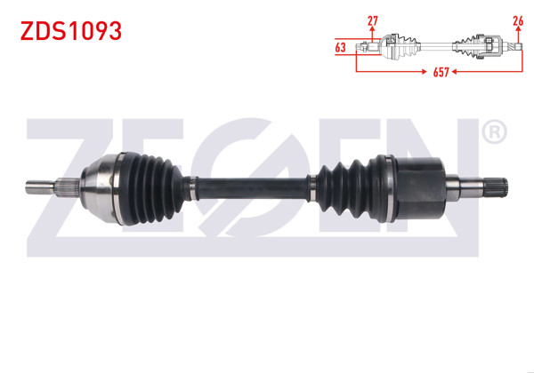 ZEGEN ZDS1093 | Komple Aks Sol Ön Uzunluk 657mm Ford Kuga I 2.0 TDCI A-T / M-T 4X4 2008-2013