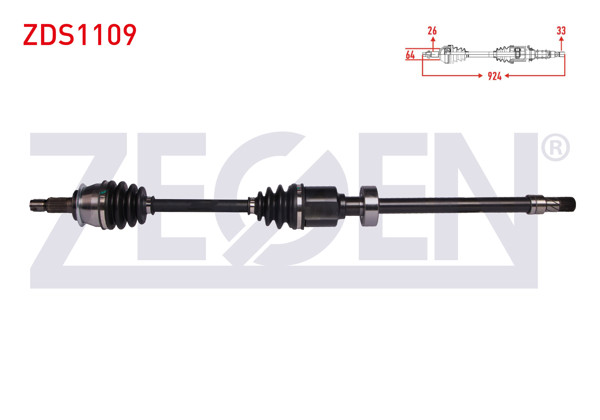 ZEGEN ZDS1109 | Komple Aks Sağ On Mini Cooper (R50,R53) 1.6 M-T Uzunluk 924 mm 2001-2006