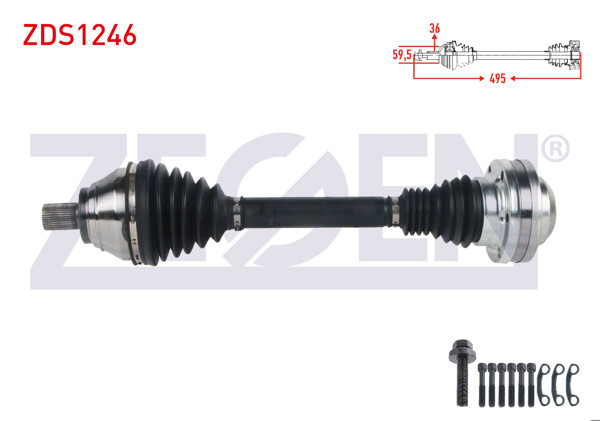 ZEGEN ZDS1246 | Komple Aks Sol Ön Uzunluk 495mm Volkswagen Golf V