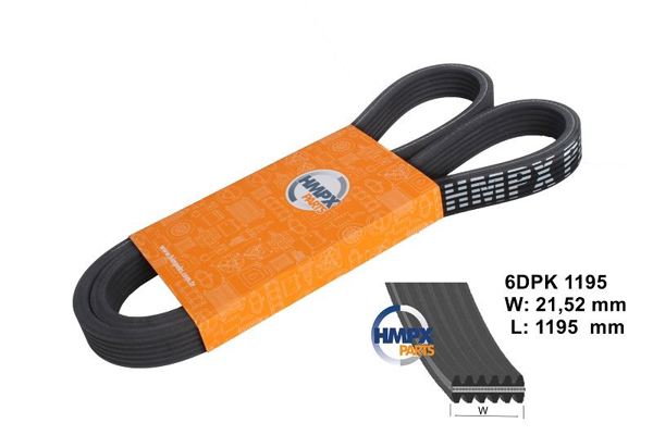 HMPX PARTS 6DPK 1195 | Vantilatör Kayışı (Çift Kanallı) Golf4-Bora-A3-Toledo-T5 1.6-1.9 TDI Akl-Axb