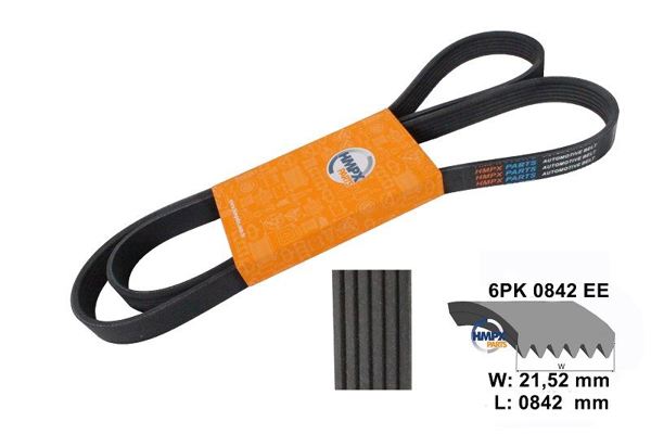 HMPX PARTS 6PK 0842 EE | Vantilatör Kayışı Polo-Tiguan-Caddy-Golf6-Golf7-Jetta-Passat-A3-Ibiza Bm