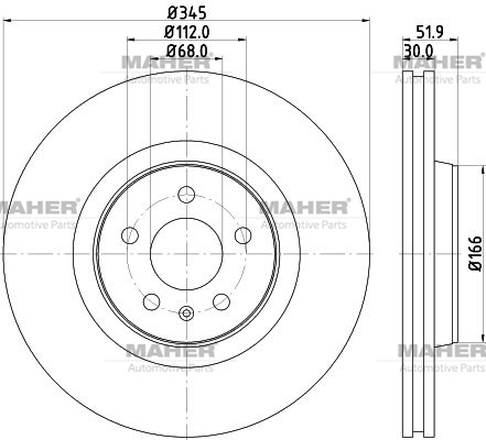 MAHER 03605 | Fren Diski A6 / A7 / Q5 10= | 2 Adet