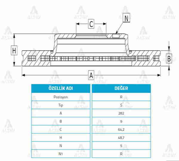 MAHER 03619 | Fren Diski Accord 09-15 / Hrv 16= Arka Düz 282-5 | 2 Adet