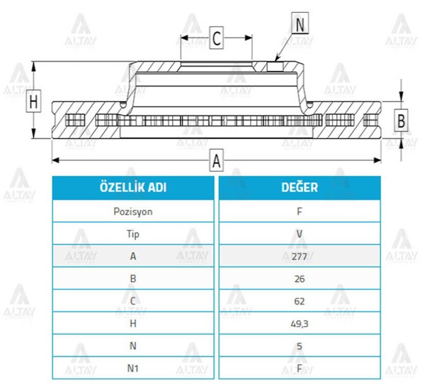 MAHER 03674 | Fren Diski Corolla 13-18 / Auris 13-18 / Ön Havalı 277-5 | 2 Adet