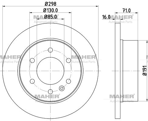 MAHER 03676 | Fren Diski Crafter 06-17 / Sprinter 06-17 W906 / Arka Düz Tek Teker 3.5 Ton 298-6 | 2 Adet