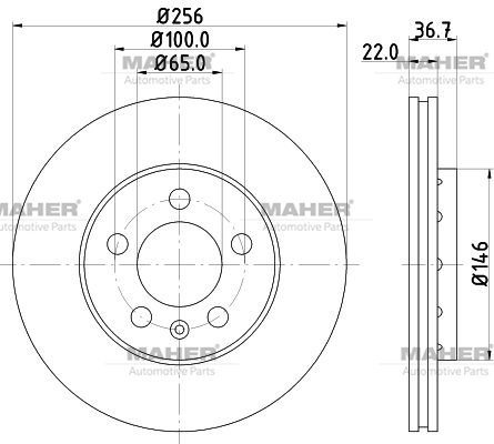 MAHER 03693 | Fren Diski Golf4 98-04 / A3 / Toledo / Polo / Octavia / Fabia Ön 256mm | 2 Adet