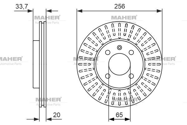 MAHER 03745 | Fren Diski Polo Classic / Golf3 / Caddy 97-01 / Ön 256mm | 2 Adet