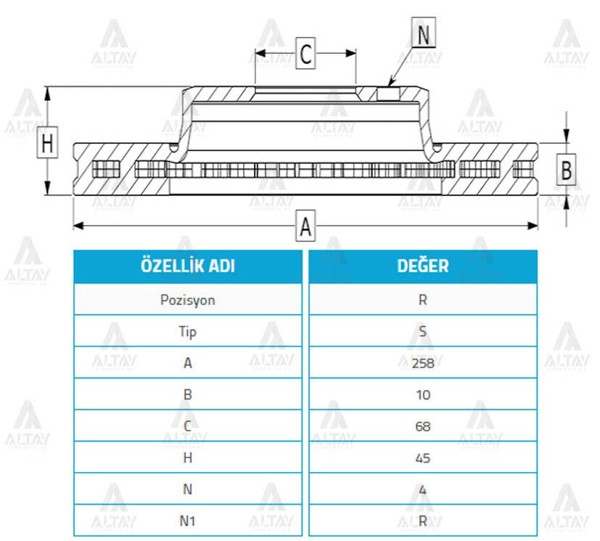 MAHER 03747 | Fren Diski Primera 90-02 / Almera 02-02 / Arka Düz 258-4 | 2 Adet