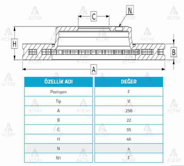 MAHER 03798 | Fren Diski Yaris 12-14 / Ön Havalı 258-4 | 2 Adet