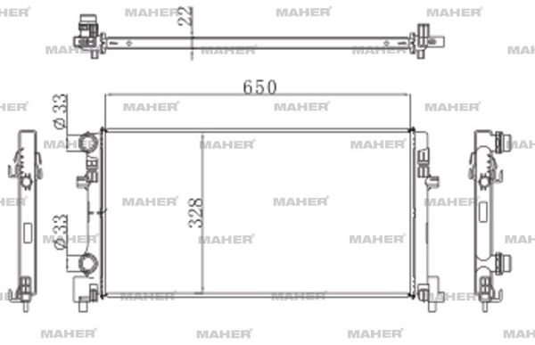 MAHER 10555 | Radyatör Su Golf7 / A3 / Leon 13= Cjza-Cjzb-Clhb-Crkb-Crka 1.2Tsı-1.6 TDI Brazing