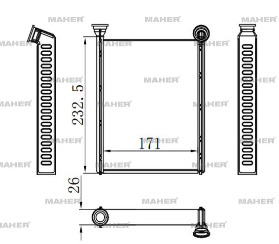 MAHER 14721 | Radyatör Kalorifer 308 07-13 / C3 Picasso 09= / Rcz 10= Brazing
