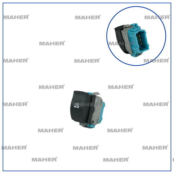 MAHER 26464 | Düğme Cam Açma Master III / Kangoo III / Duster (Tekli) 6 Pin Mavi Sağ