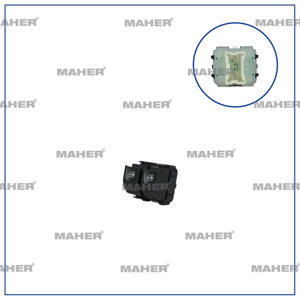 MAHER 26578 | Dügme Cam Açma Kangoo III / Logan II / Sandero II / Dokker / Duster / Lodgy (Çıftlı) Turuncu Işık Sol
