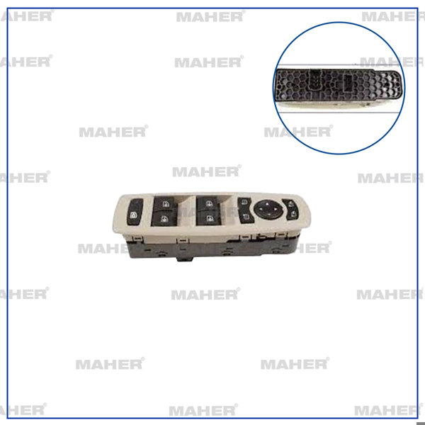 MAHER 26582 | Düğme Cam Açma Fluence / Megane III / Laguna III (Dörtlü) Ayna Ayar Düğmeli Çerçeveli 19 Pin Sol