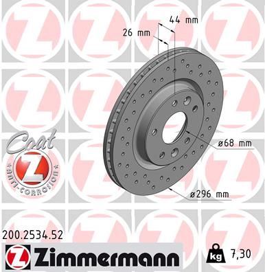 ZIMMERMANN 200.2534.52 | Fren Diski Ön Sport Delikli Nissan Qhasqaı J11 Xtrail T32 2014 / | 2 Adet