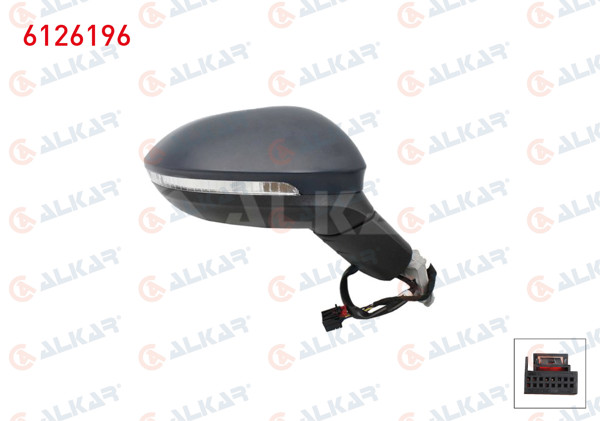 ALKAR 6126196 | Dış Dikiz Aynası Sağ Elektrikli Isıtmalı Sinyalli 6 Pin Volkswagen Golf VIII (Cb1) 2019 -