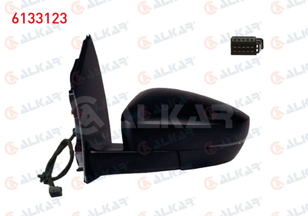 ALKAR 6133123 | Dış Dikiz Aynası Sol Mekanik Asferık Sinyalli Dıkdortgen Soketlı 2 Pin Volkswagen Polo (6R1, 6C1) 2010 -