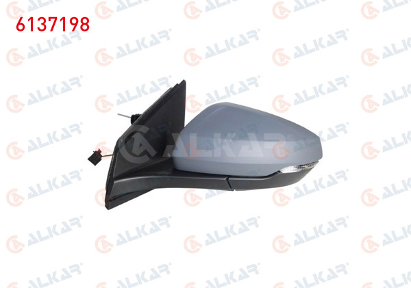 ALKAR 6137198 | Dış Dikiz Aynası Sol Mekanik Asferık Astarlı Sinyalli 2 Pin Volkswagen Polo (Aw1, Bz1) 2017-2021