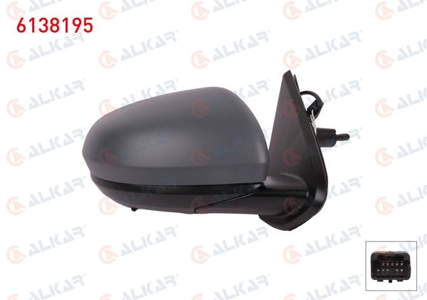 ALKAR 6138195 | Dış Dikiz Aynası Sağ Mekanik Astarlı Sensörlü 2 Pin Dacia Duster 2017 -
