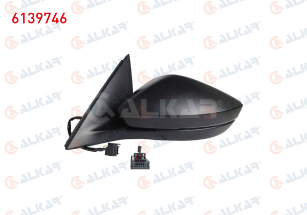 ALKAR 6139746 | Dış Dikiz Aynası Sol Elektrikli Isıtmalı Astarlı Sinyalli Led 6 Pin Skoda Scala / Kamıq 2019 -