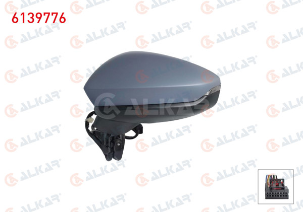 ALKAR 6139776 | Dış Dikiz Aynası Sol Elektrikli Asferık Isıtmalı Astarlı Sinyalli Ledlı 6 Pin Audi A3 Sportback 2019 -