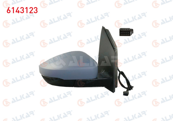 ALKAR 6143123 | Dış Dikiz Aynası Sağ Mekanik Astarlı Sinyalli Dıkdortgen Soketlı 2 Pin Volkswagen Polo (6R1, 6C1) 2010-2017