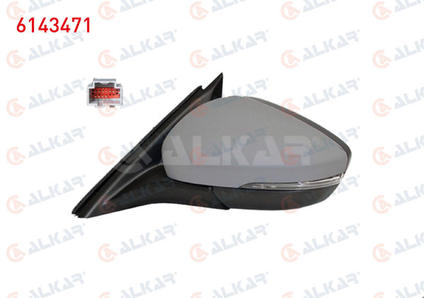 ALKAR 6143471 | Dış Dikiz Aynası Sol Elektrikli Isıtmalı Astarlı Otomatik Katlanır Sinyalli Alt Aydınlatmalı Kör Noktalı 10 Pin Ford Focus IV 2018 -