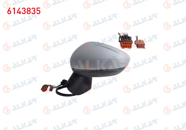 ALKAR 6143835 | Dış Dikiz Aynası Sol Elektrikli Isıtmalı Astarlı Otomatik Katlanır Kör Noktalı 7 + 2 Pin Opel Crossland X (P17) 2017 -