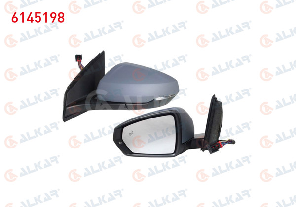 ALKAR 6145198 | Dış Dikiz Aynası Sol Elektrikli Asferık Isıtmalı Astarlı Otomatik Katlanır Sinyalli Kör Noktalı 10 Pin Volkswagen Polo (Aw1, Bz1) 2017 -