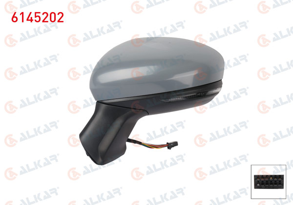 ALKAR 6145202 | Dış Dikiz Aynası Sol Elektrikli Asferık Isıtmalı Astarlı Otomatik Katlanır Sinyalli Sensörlü Led Kör Noktalı 10 Pin Renault Captur II 2020 -