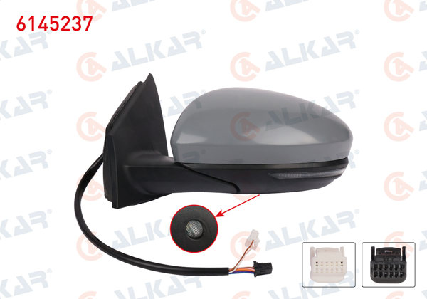 ALKAR 6145237 | Dış Dikiz Aynası Sol Elektrikli Isıtmalı Astarlı Otomatik Katlanır Sinyalli 11 Pin Alt Aydınlatma Renault Megane IV 2015 -