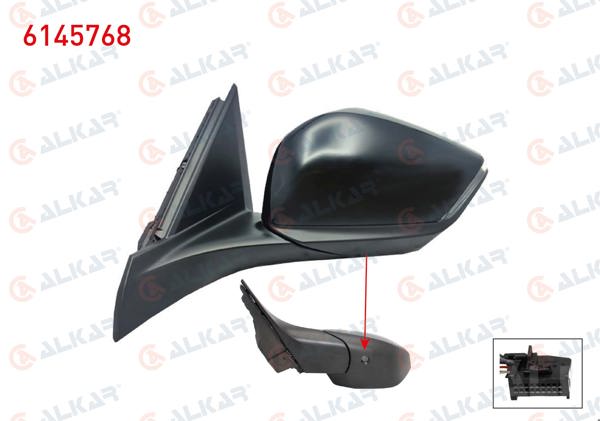 ALKAR 6145768 | Dış Dikiz Aynası Sol Elektrikli Isıtmalı Otomatik Katlanır Sinyalli Alt Aydınlatmalı Kör Noktalı 10 Pin Opel Astra L 2021-/ Peugeot 308 III / 308 Sw III 2021-/ 408 II 2022 -