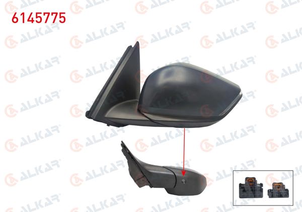 ALKAR 6145775 | Dış Dikiz Aynası Sol Elektrikli Isıtmalı Astarlı Otomatik Katlanır Sinyalli Alt Aydınlatmalı Kör Noktalı 12 Pin Citroen C4 III 2020 -