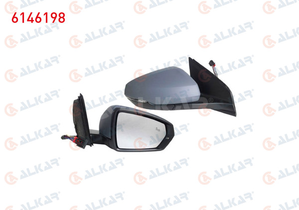 ALKAR 6146198 | Dış Dikiz Aynası Sağ Elektrikli Isıtmalı Astarlı Otomatik Katlanır Sinyalli Hafızalı Kör Noktalı 14 Pin Volkswagen Polo (Aw1, Bz1) 2017 -